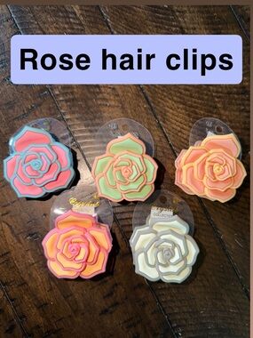 Rose Flower Hair Clips - Multicolor